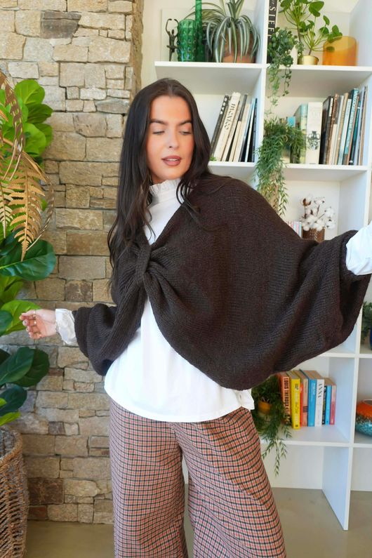 Big Softie Batwing Or Butterfly Knit Chocolate /17=